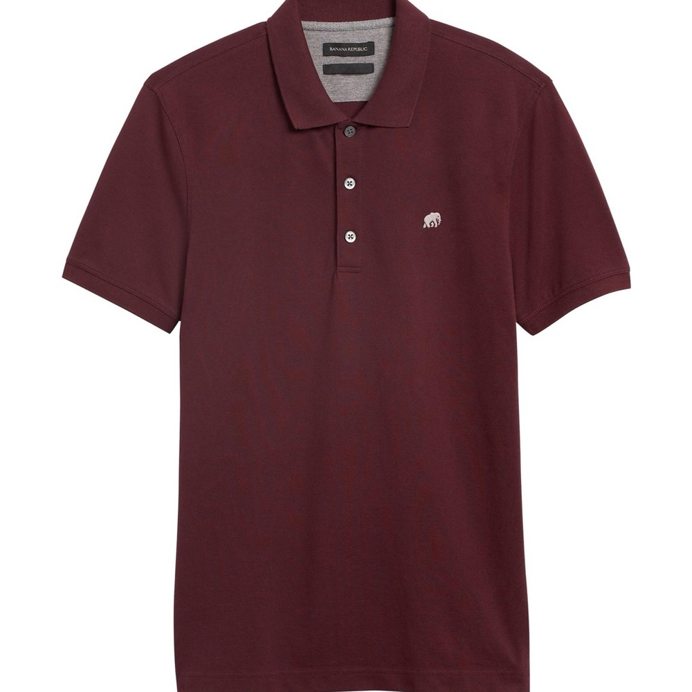 BANANA REPUBLIC Men's Maroon Elephant Logo Pique Polo Shirt Size Large